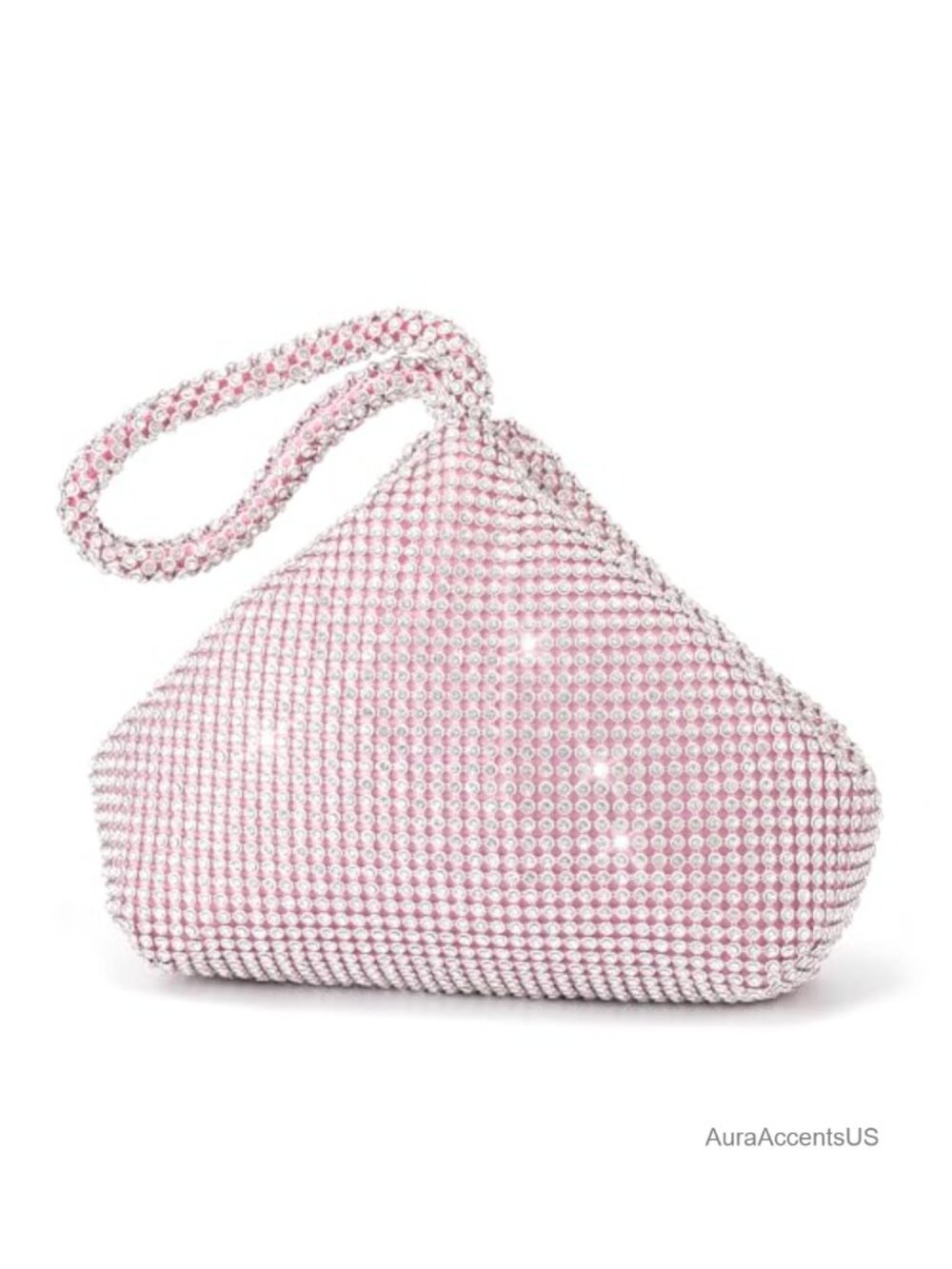 Rhinestone Clutch Evening Bag Satin Triangle Purse for Party Wedding